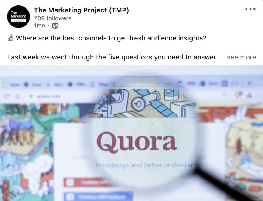 image of The Marketing Project in a Linkedin post