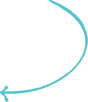 A simple, curved turquoise arrow pointing left, ideal for B2B brands, with the arrowhead at the bottom left and the tail extending up and curving to the right.