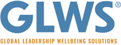 Logo with large blue letters "GLWS" above smaller orange text reading "Global Leadership Wellbeing Solutions" on a white background, designed to appeal to b2b brands seeking expert solutions.