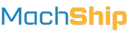 The MachShip logo, ideal for b2b brands, features "Mach" in blue and "Ship" in yellow, written in a modern, sans-serif font on a transparent background.